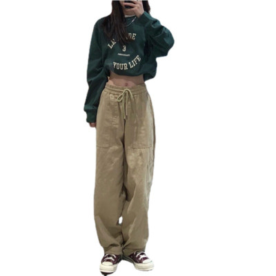 Women's Pants Trousers Overalls Loose Straight High Waist Slim Casual Wide Leg