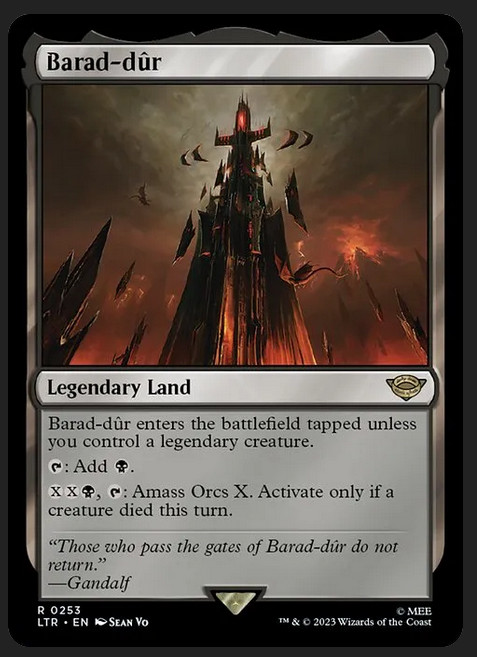 Barad-dur #253 NM/M Lord of the Rings MTG Magic Card Rare Land Tolkien