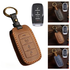 Leather Remote Car Key Fob Cover Case For Dodge RAM 1500 2500 3500 2019-2024