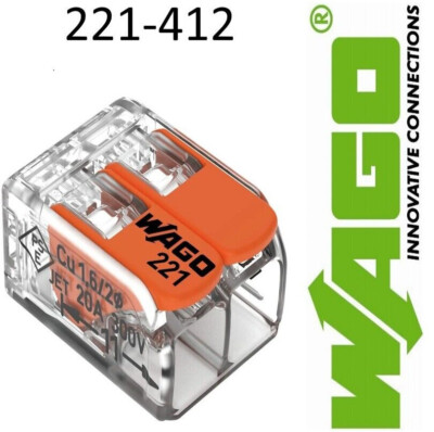 Wago 221-412 compact Klemme mit Hebel  Hebelklemmen Klemme 2 polig Lüsterklemme