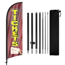 FSFLAG Tickets Feather Flag, 8FT Banner with Pole & Stake for Tickets Business