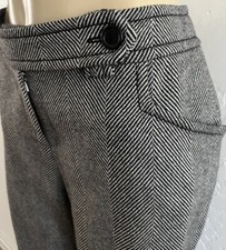 CHRISTIAN DIOR BOUTIQUE JOHN GALLIANO Wool Herringbone Wide Leg Trousers Pants