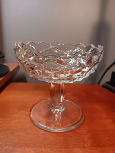 Fostoria American Clear Glass Jam / Jelly Compote - 3 seams 4.25" tall 4.5" diam