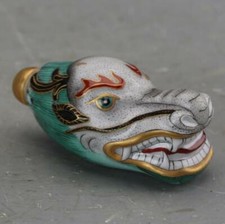 Jingdezhen Antique Collect Painted Gold Enamel Color Dragon Head Snuff Bottle