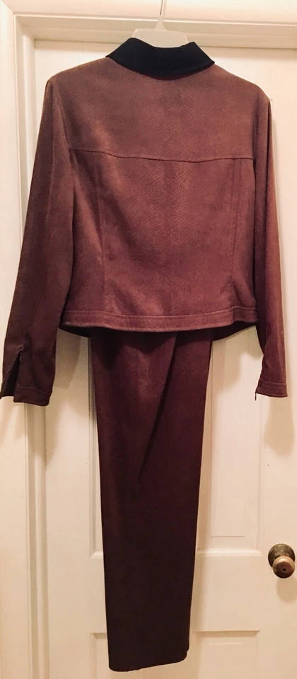 Cache женщин коричневый/черный брюки костюм замши как молнии куртка Blazer (L) брюки 12 - Изображение 3 из 4