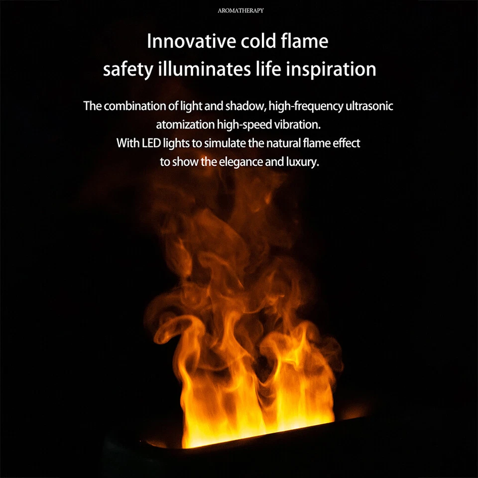 200ml USB Air Humidifier Essential Oil Aroma Diffuser 3D Flame Mist Home Decor - Image 4 of 4