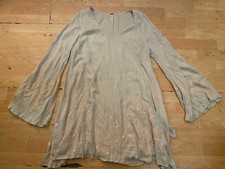 FREE PEOPLE daylight Dreams Beige Coral Orange Embroidered Boho Dress Size M B18