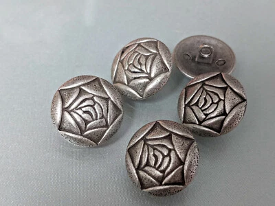5x schöner Trachtenknopf - Blume / Rose altsilber - 20mm - Altsilber - Bild 1 von 3