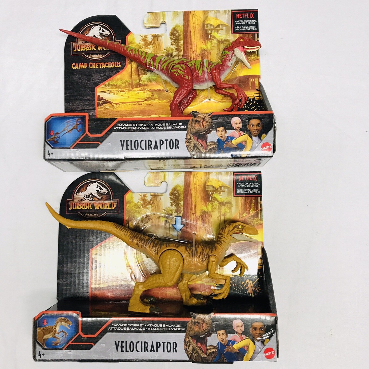 NEW Jurassic World Camp Cretaceous Savage Strike Velociraptor Red