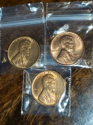 BU 1944 S 1945 S 1946 S Lincoln Wheat Cent 3 Brilliant Uncirculated Coins