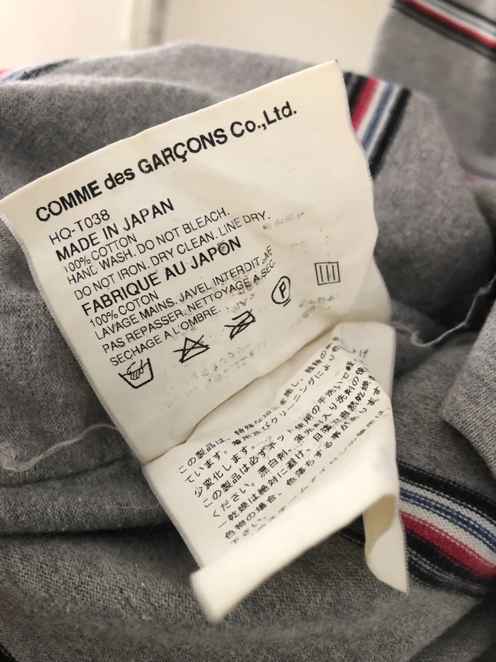 COMME des GARCONS HOMME Camiseta Rayas Gris Negro Blanco M Foto 3 de 4