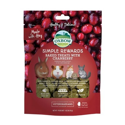 Oxbow Simple Rewards Baked Cranberry Treats, Rabbit & 3 Ounce (Pack of 1)