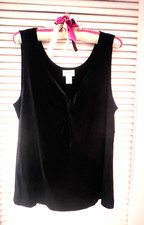 Chicos Size 3 (XL) Black Travelers Top Knit V-Neck Travel Easy Care Made in USA