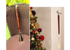 Royal 16"Long Decorative Brass Shoe Horn Schima Wood Handle Lion Head Home Xmas