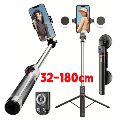 Selfie Stick Bluetooth mit Licht 180cm Stativ Teleskop Stange für Smartphone