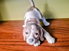 Lladro Brown & White Mottled Beagle Playful Puppy by Julio Fernandez 1070 VGC