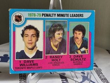 1979-80 TOPPS #4 Dave Williams/RandyHolt/Dave Schultz Penalty Minute Leaders VG+