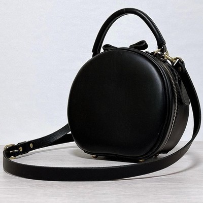 Herz Cerini 2-Way Shoulder Bag Leather Round Unisex Used Authentic