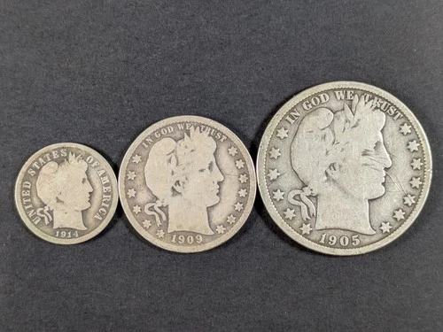 Barber Type Set 3 Coins