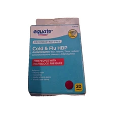Equate Decongestant Free Cold & Flu HBP - 20 Tablets Damaged Box Exp: 10/2026