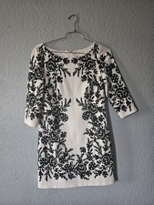 Eliza J Black & White Floral Boatneck Sheath Dress