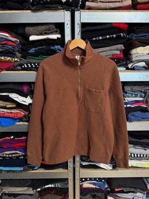 Mens ARKET Wool Jumper Knit 1/4 Zip Sweatshirt Pocket High Neck Size M Pullover
