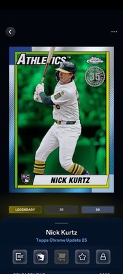 Topps Bunt '25 1990 Baseball 25 Nick Kurtz Green Legendary DIGITAL