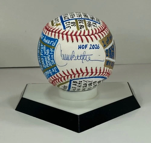 Carlos Beltran Signed OML Baseball, VCBC SuperStats Hand Painted, HOF, MLB Cert.