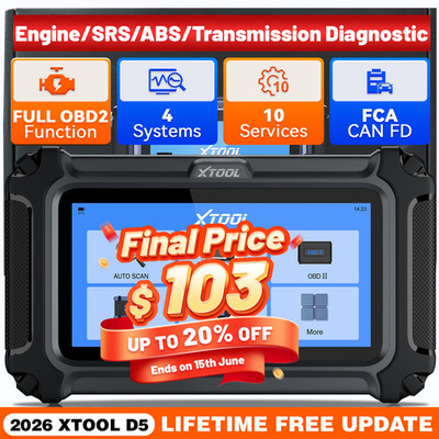 2026 XTOOL D5 Car OBD2 Scanner Transmission ABS SRS Engine Diagnostic Tool FCA