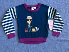 NWT Roxy Girls Blue Purple Campfire Dog Sweater Size 5 Kids/Youth