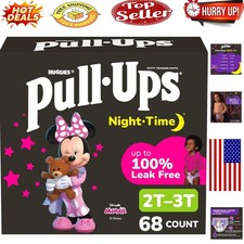 Girls' Night-Time Potty Training Pants - 68 Leak-Protection Underwear with Mi...