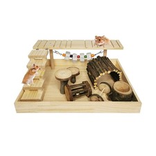 Hamiledyi Dwarf Hamster Activity Playground Natural Wood Gerbil... FAST USA SHIP