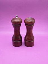 Mr Dudley Salt Pepper Mill Grinder Walnut Brown Wood Shaker Vintage 7" Tall