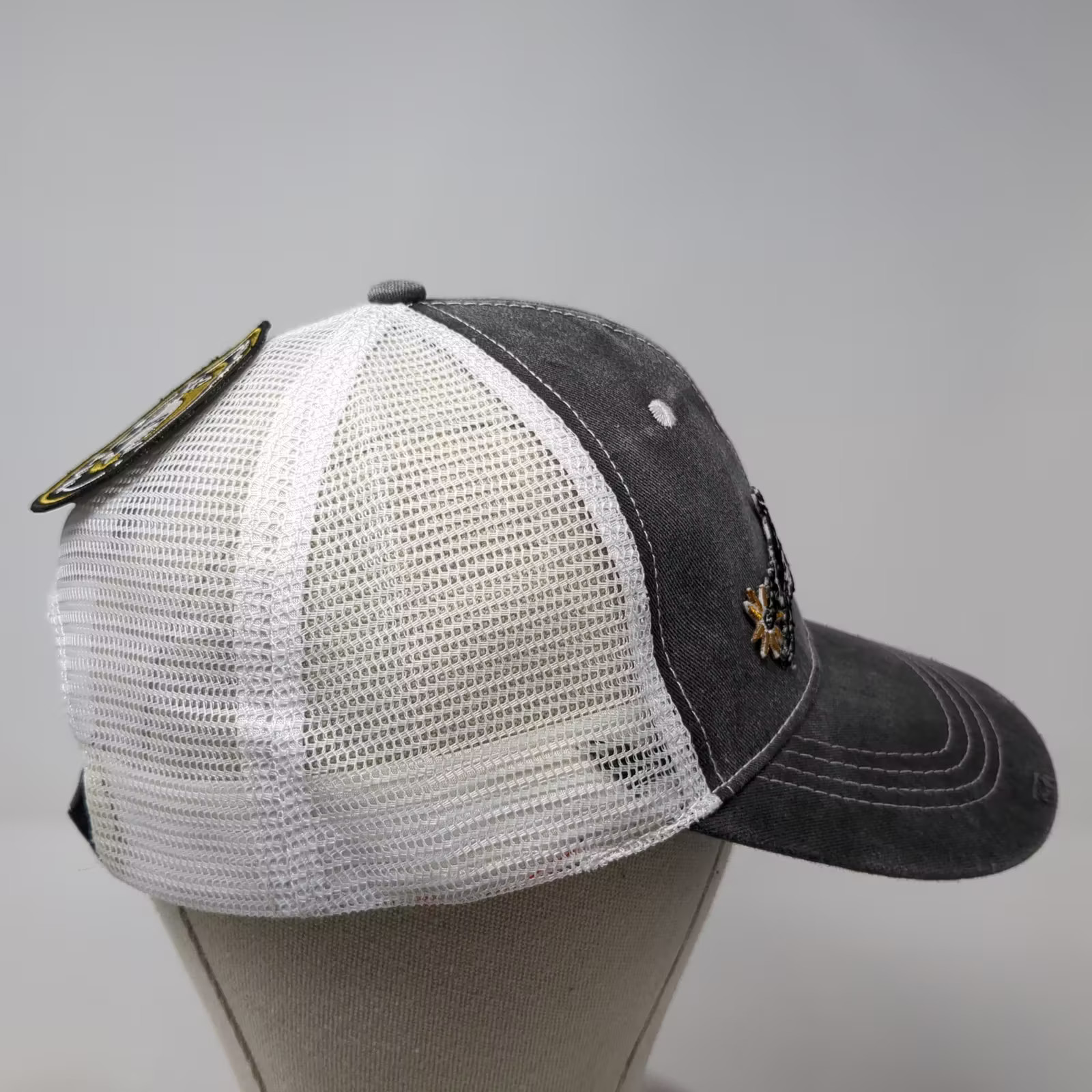 Gray White Rabbit Patch Baseball Cap Hat Distress… - image 6