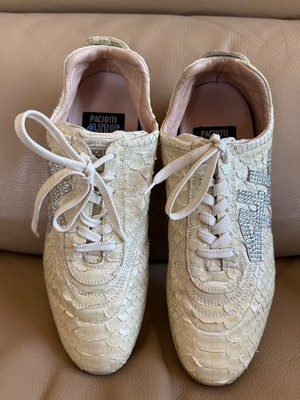 CESARE PACIOTTI 4US Ivory Python Crystals Comfort Shoes Size 40 IT 9 US FREE S/H