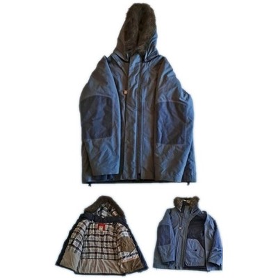 Timberland Waterproof Jacket Men XL Grau Parka Kapuze Kunstfell Thermo Abnehmbar