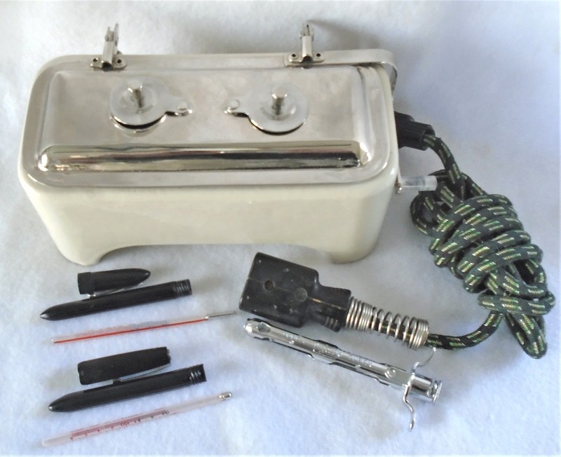 1930's  Working  Porcelain Renewal Electric Sterilizer Autoclave + thermometers