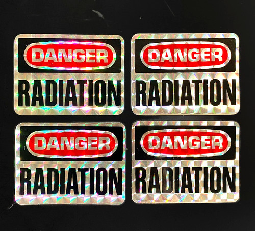 4 DANGER RADIATION CAUTION SAFETY LRG VINTAGE sticker decal prism prismatic foil