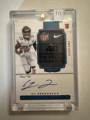 2020 Panini National Treasures Rookie Laundry Tag Autographs CJ Henderson 1/1