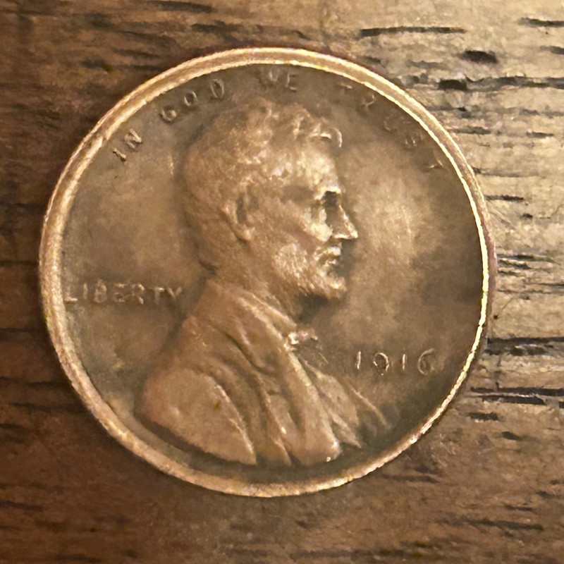 1916 P Lincoln Wheat Penny Error !!Slightly Off Center With Partial Double Rim !
