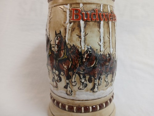 Vintage Budweiser 1981 "Snowy Woodland" Holiday Beer Stein Ceramarte CS50 Brazil - Picture 5 of 7