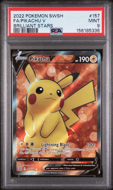 Pokemon TCG Pikachu V Full Art 157/172 Brilliant Stars GRADED PSA MINT 9