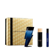 Carolina Herrera Bad Boy Cobalt Men 3 Pc Set 3.4oz EDPS, 3.4 SG, 0.34 EDPS, NEW