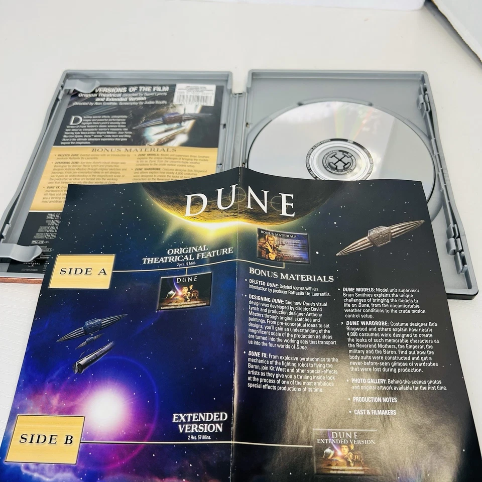 Dune Extended Edition DVD Movie 1984 2005 With Insert Double Sided Disc TESTED Foto 4 de 4