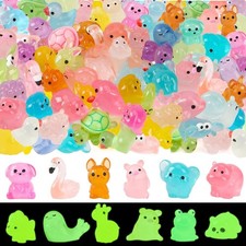 56 Pcs Luminous Mini Resin Animals,Glow in The Dark Tiny Resin Animals Variet...