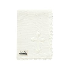 Baby Christening Blanket Cotton Soft Knit with Stitching Cross Swaddle Blanke...