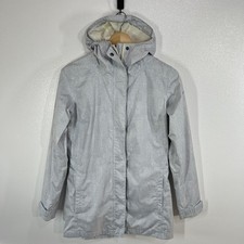 Columbia Omni-Tech Waterproof Hooded Jacket Womens Medium Gray Rain Coat Gray