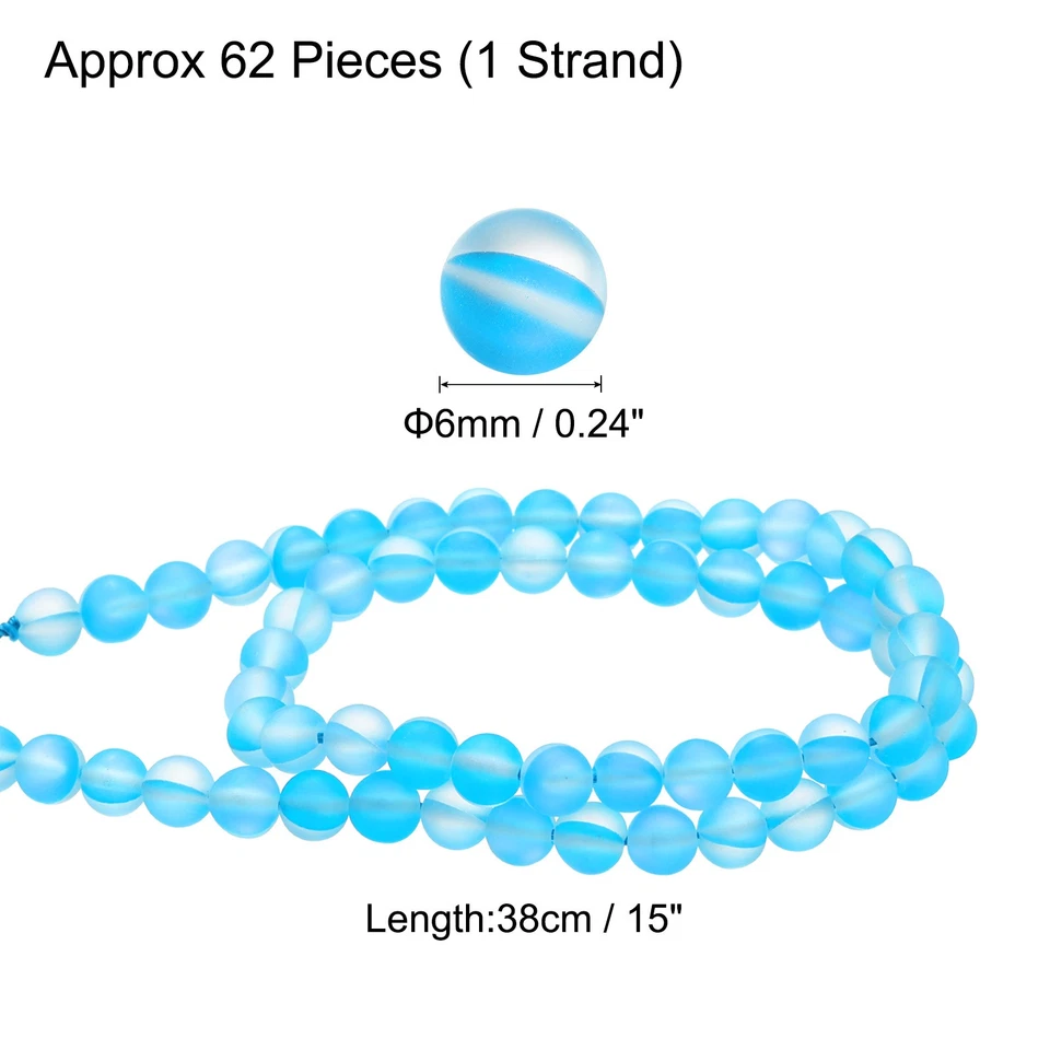 Matte Crystal Glass Beads 6mm Synthetic Frosted Shining Beads, Light Blue - Image 2 of 4
