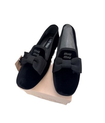 NWB Miu Miu Black Velvet Loafers With Bows 39 1/2 US 9