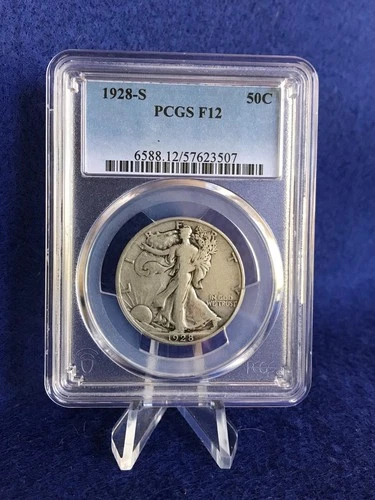 1928-S Walking Liberty Silver Half Dollar *PCGS F12 Fine* Solid Coin